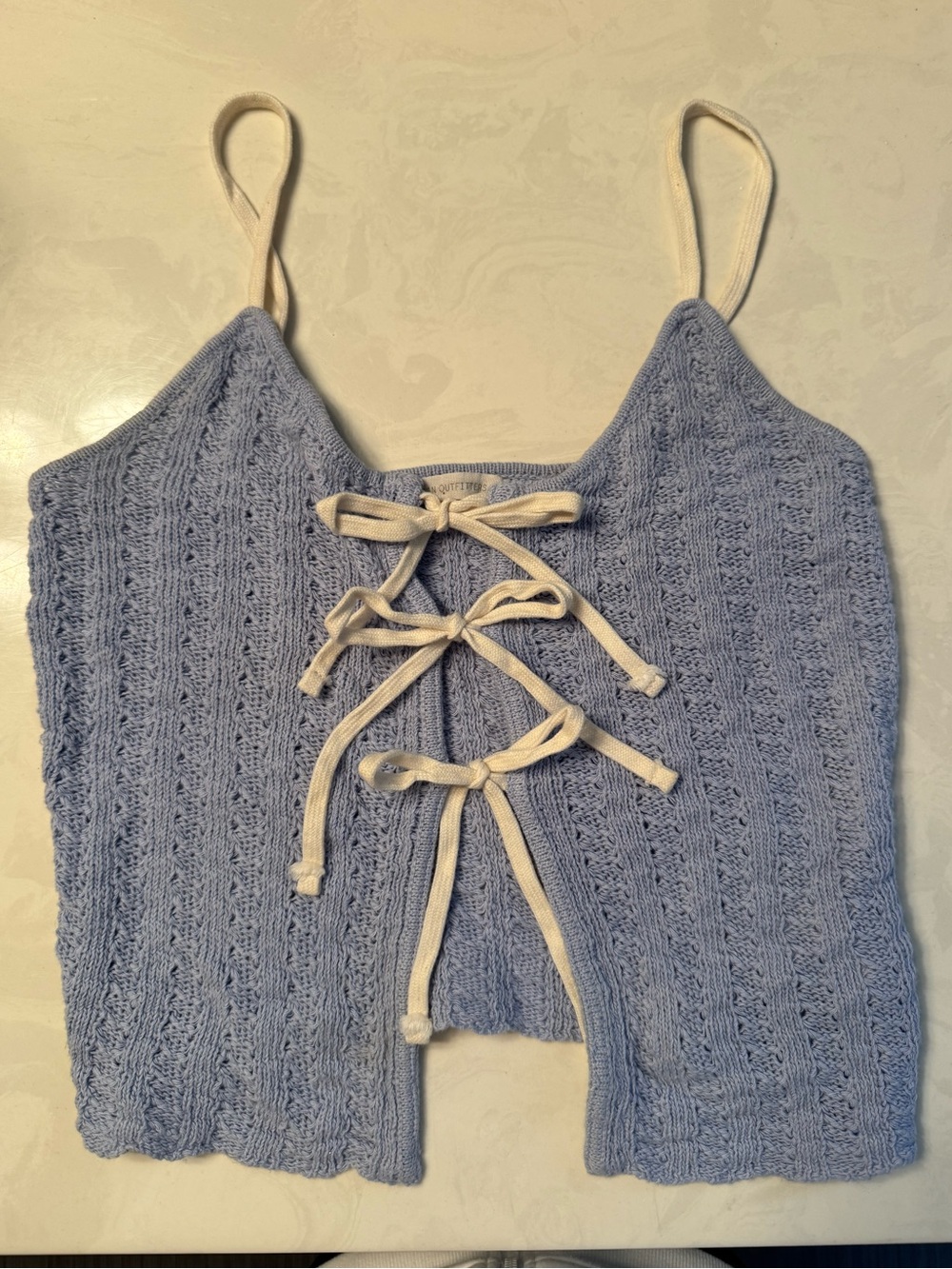 Urban Outfitters Blue Knit Lace-Up Crop Top XS